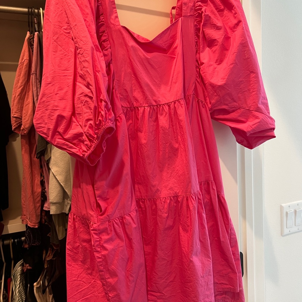 Vibrant Pink Puff Sleeve Dress